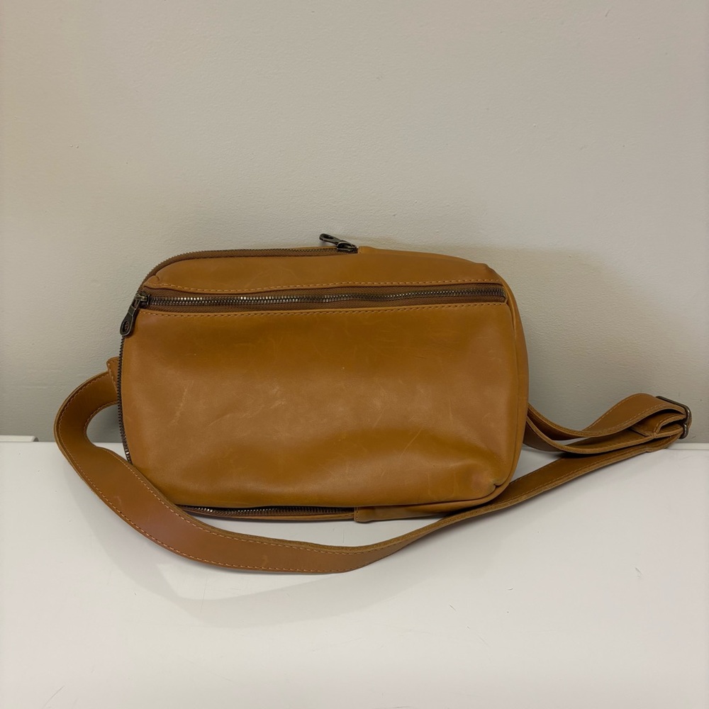 Classic Tan Leather Crossbody Bag